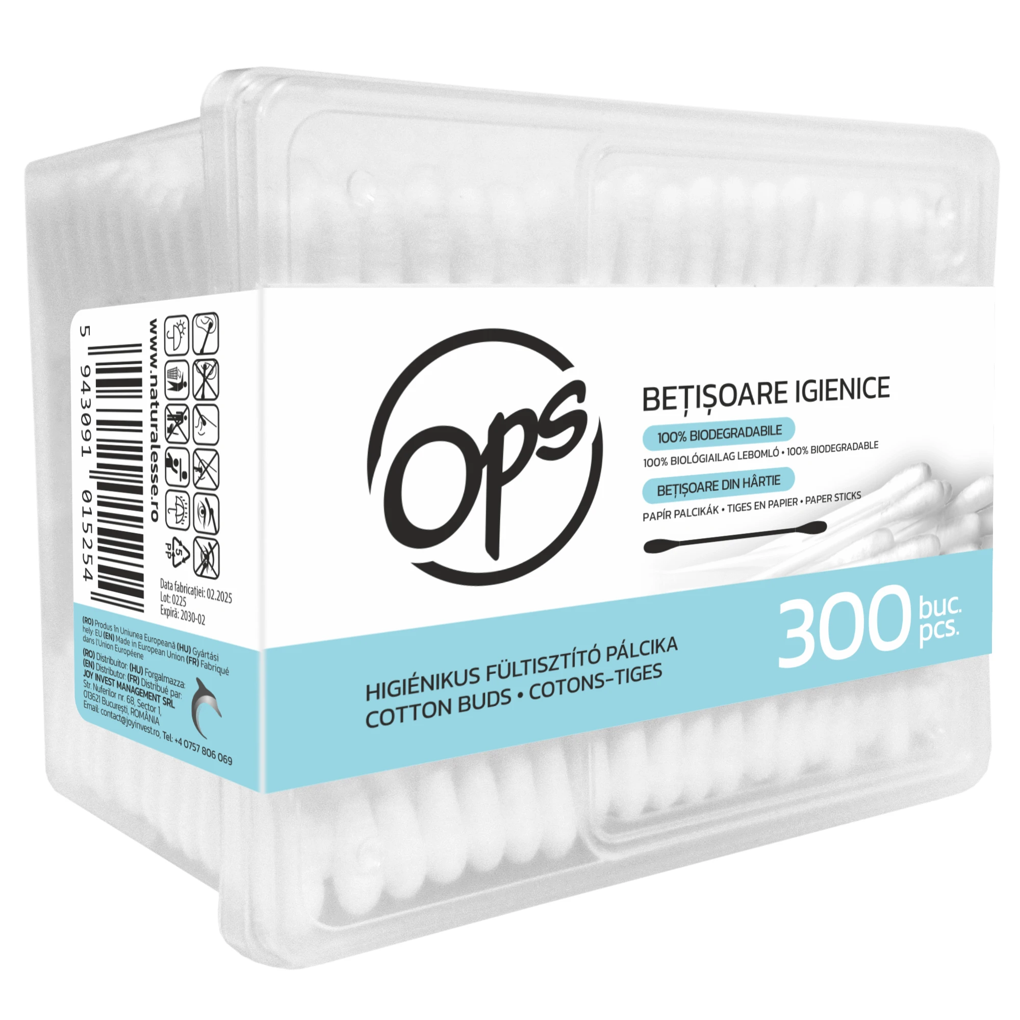 Betisoare igienice din hartie, 300 bucati, Ops