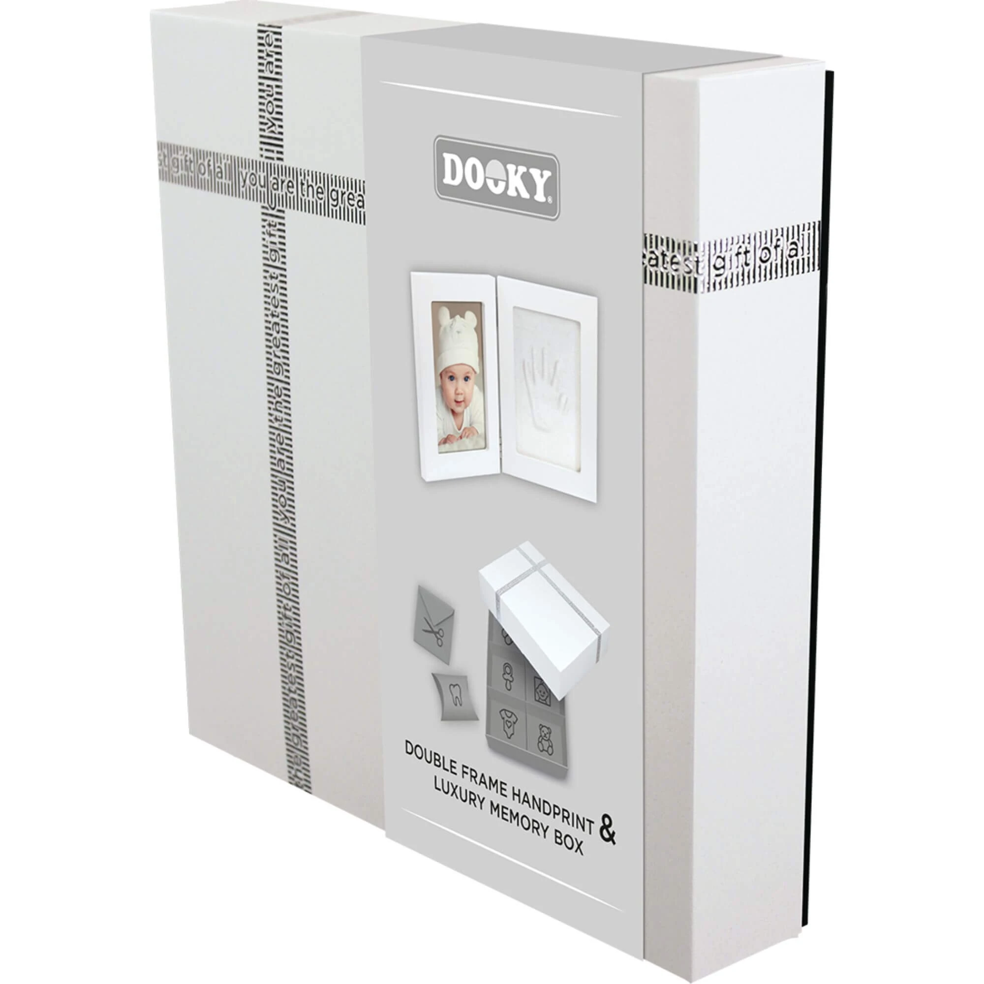 Cutie pentru amintirile bebelusului cu kit amprenta 2D Double Frame, White, Dooky