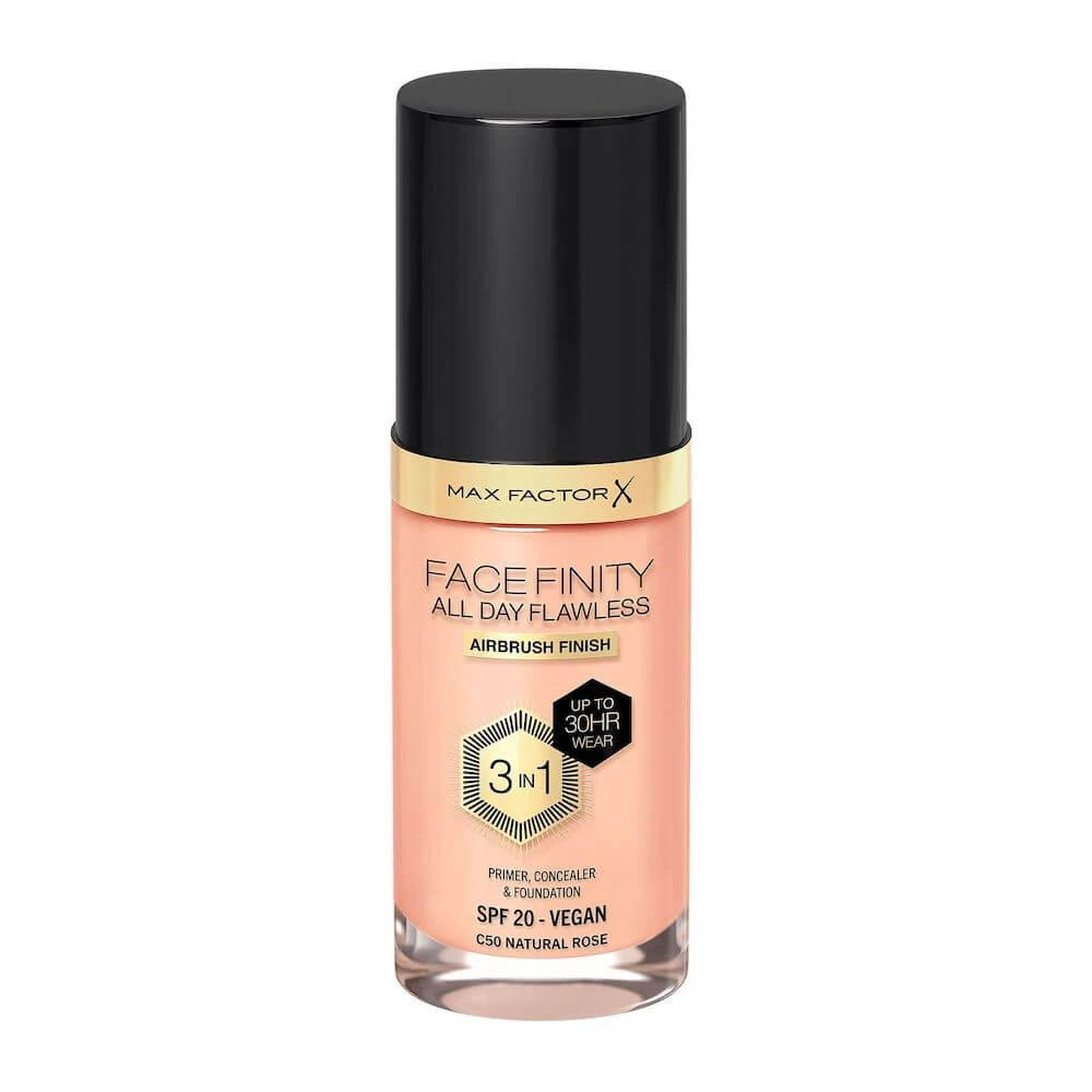 Max Factor Facefinity All Day Flawless 3 în 1 Fond de ten lichid C50 Natural Rose, 30ml