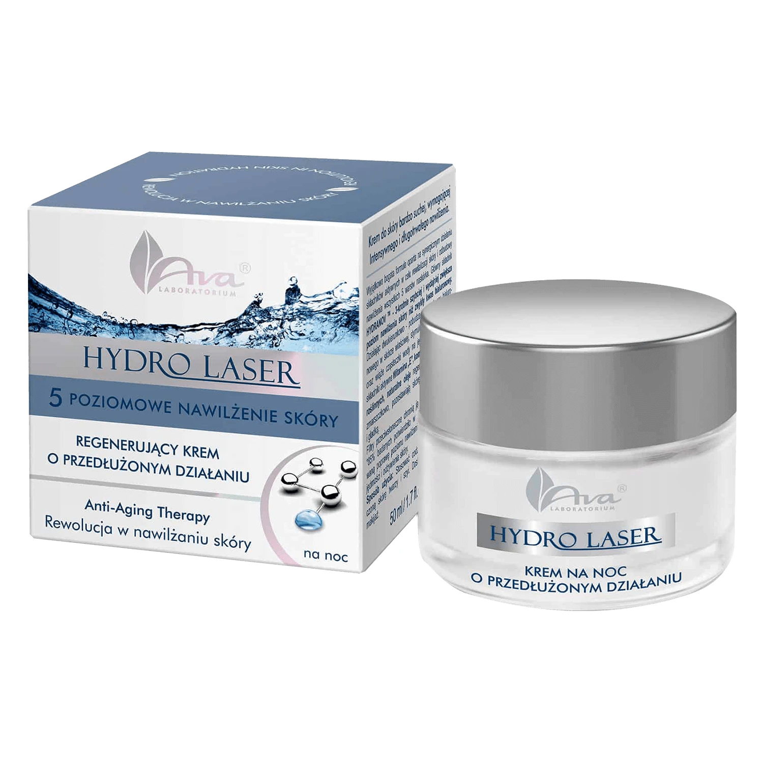 Ava Hydro Laser, cremă de noapte regenerantă de lungă durată, 50 ml