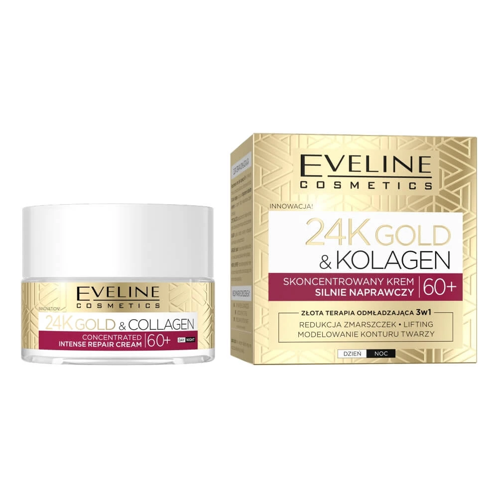 Eveline Cosmetics 24K Gold amp; Colagen Concentrated Highly Reparative Cream 60+, 50ml