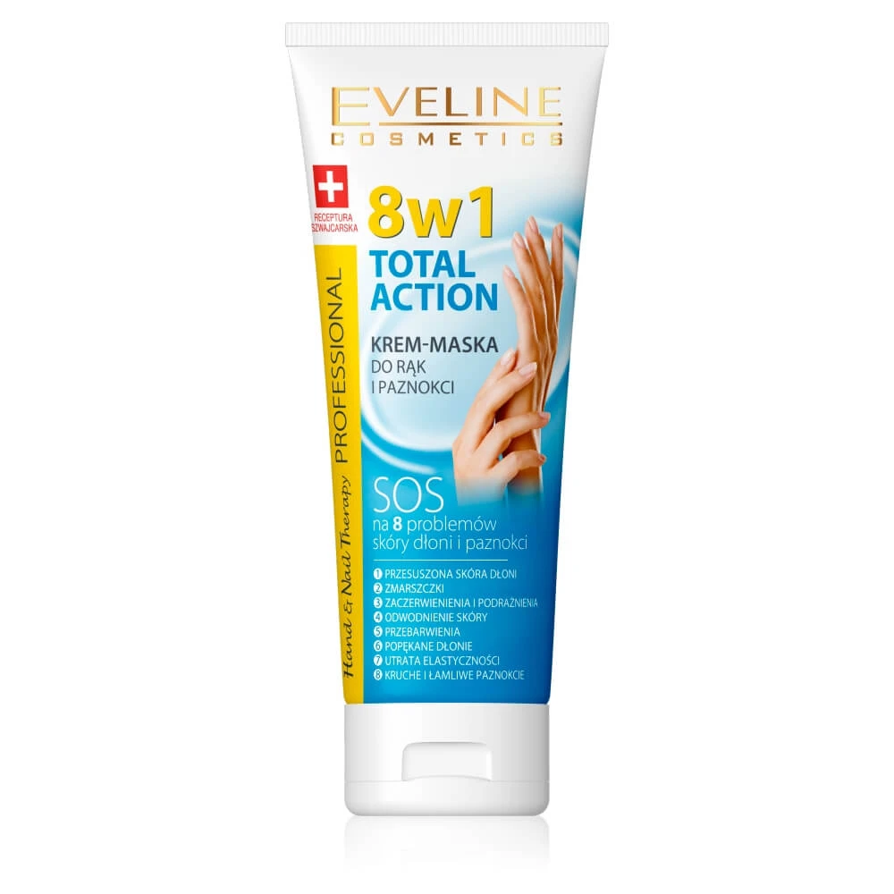 Eveline Cosmetics Hand amp; Nail Therapy Total Action 8in1 Cream-Mask pentru răni, 75ml