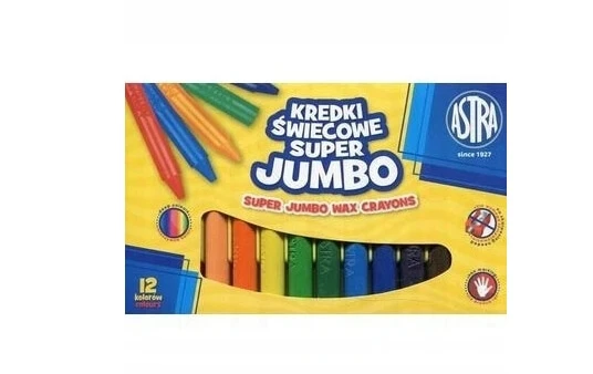Astra, creioane cu margine Super Jumbo, 12 culori