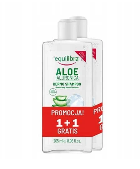 Equilibra Aloe Vera Șampon hidratant pentru păr cu acid hialuronic, 2 x 265 ml