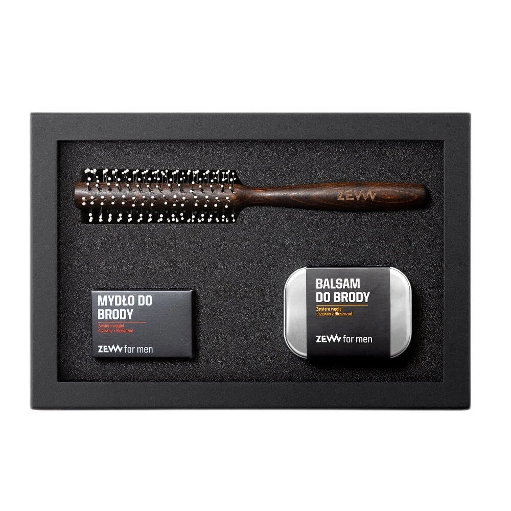 Zew For Men Beard on Rough Set Săpun pentru barbă 85 ml + Balsam pentru barbă 80 ml + Roller pentru păr și barbă