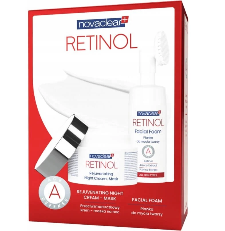 Novaclear Retinol Cremă de noapte antirid - mască 50 ml + spumă de spălare a feței 100 ml
