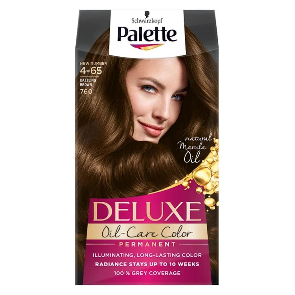 Palette Deluxe Oil-Care Color Vopsea de păr cu micro-oil 760 (4-65) Dazzling Brown