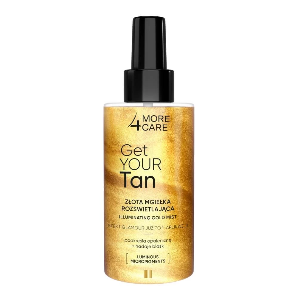 More4Care Get Your Tan! Ceață iluminatoare aurie, 150 ml