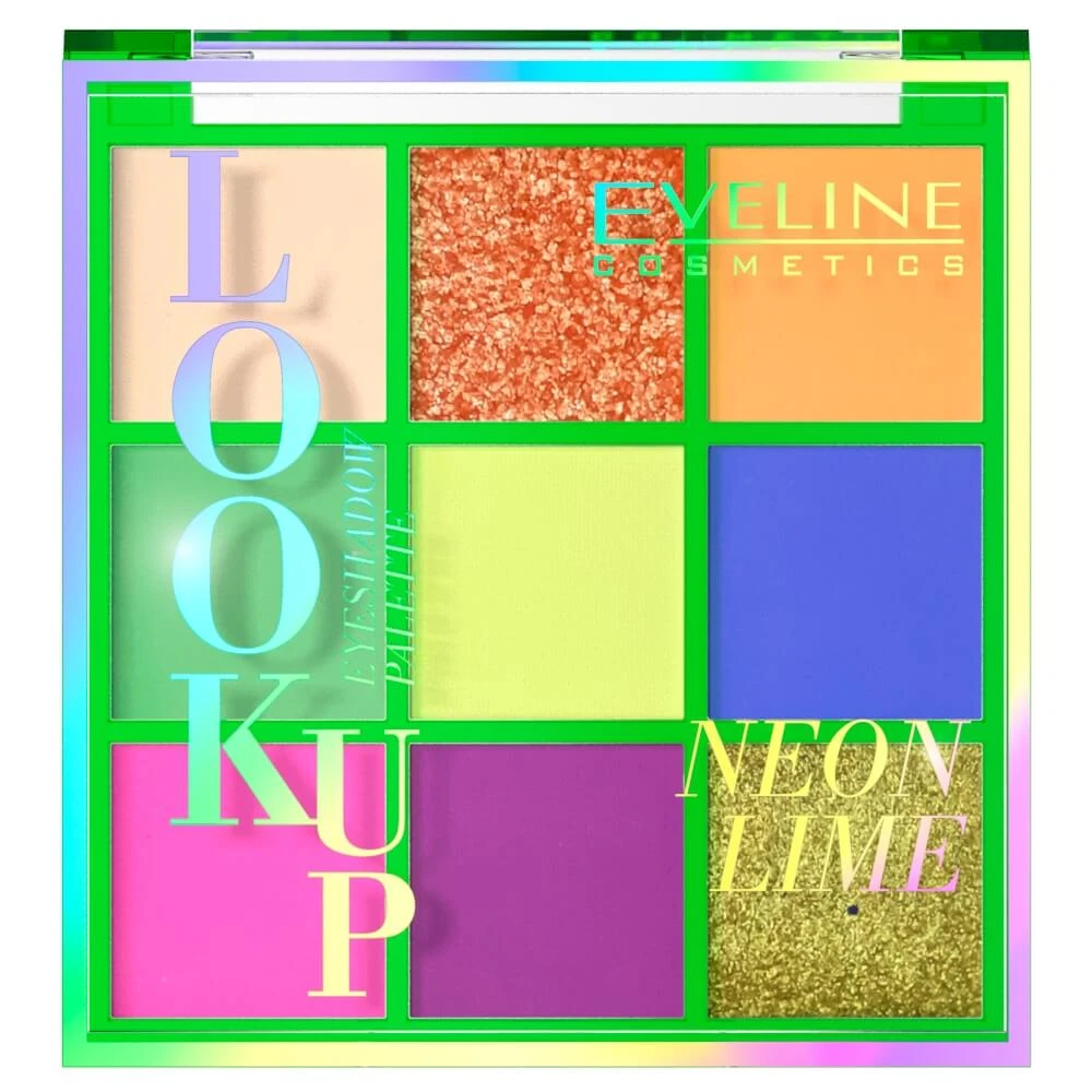 Eveline Cosmetics Look Up Paletă de 9 farduri Neon Lime, 10.8g