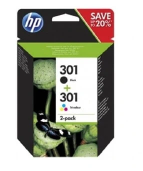 HP, Cerneală 301 + 301, negru și color