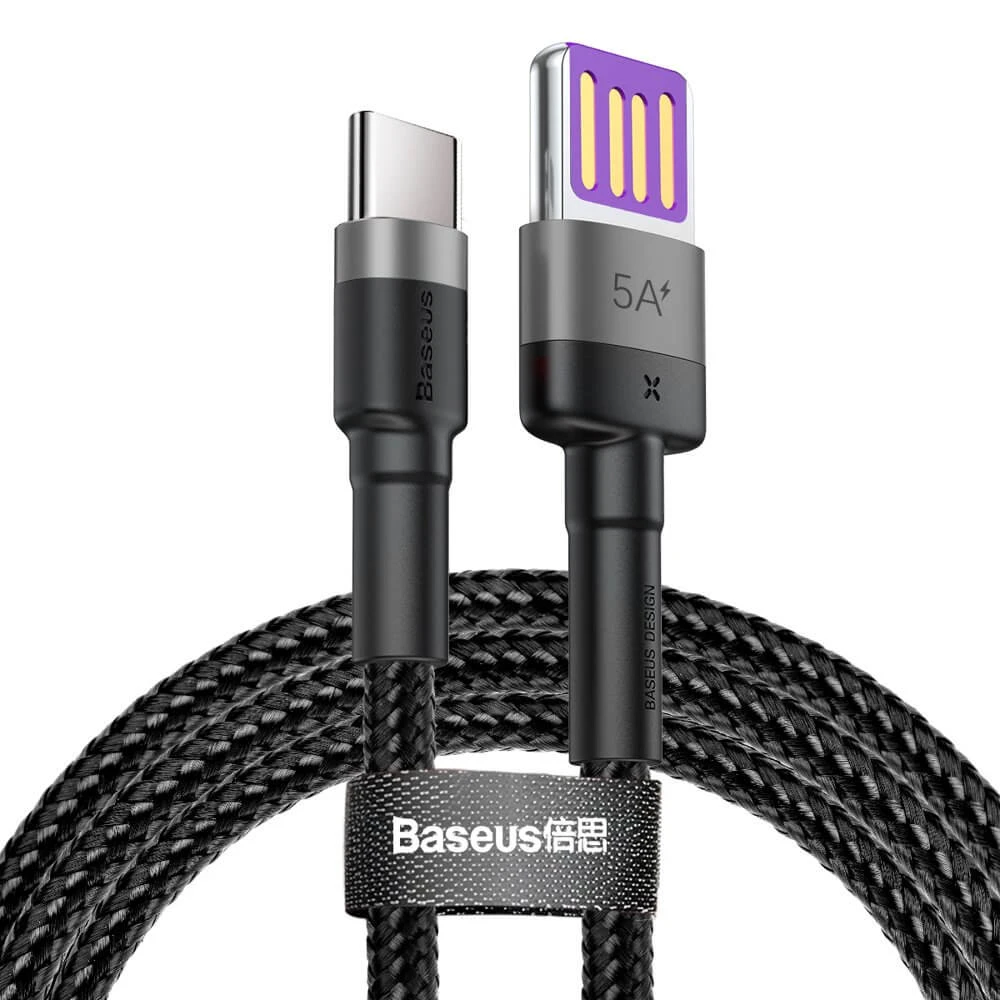 Baseus Cafule cablu USB Tip C SuperCharge 40W Quick Charge 3.0 QC 3.0 1m gri-negru (CATKLF-PG1)