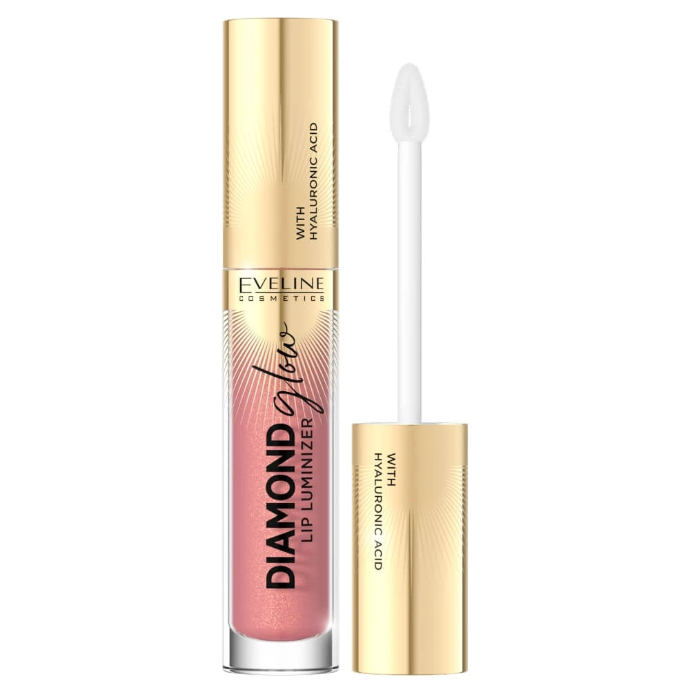 Eveline Cosmetics Diamond Glow Lip Luminizer cu acid hialuronic 04 Raspberry Sorbet, 4,5 ml