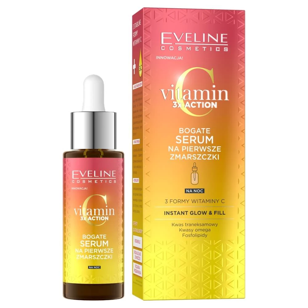Eveline Vitamina C 3x Acțiune Ser bogat pentru primele riduri, 30 ml
