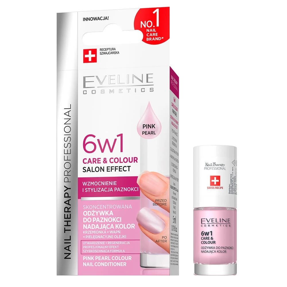 Eveline Cosmetics Nail Therapy Professional 6in1 Care amp; Colour Balsam de unghii concentrat Pink Pearl, 5 ml