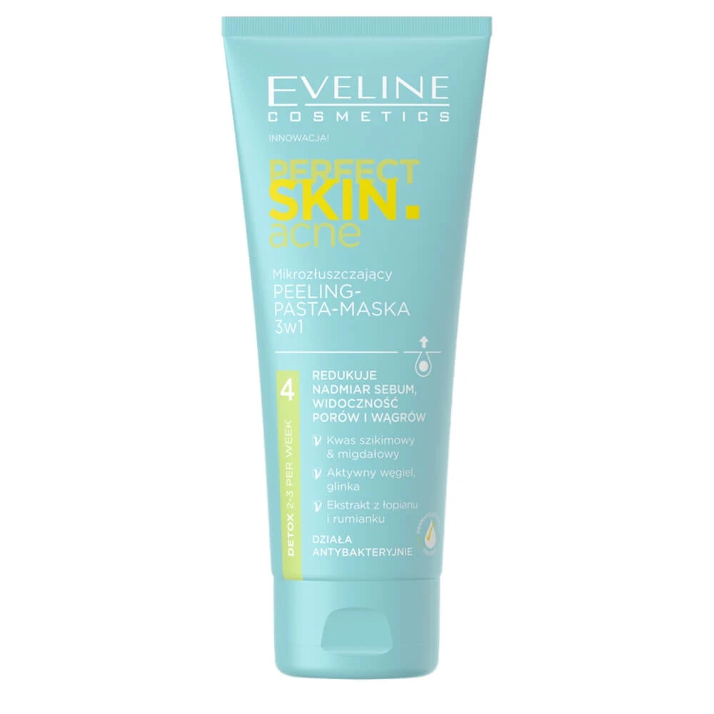 Eveline Cosmetics Perfect Skin Acne Micro-exfoliant scrub - pastă - mască 3în1, 75 ml
