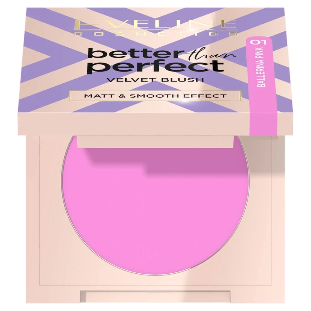 Eveline Cosmetics Better Than Perfect Velvet Blush Fard de obraz presat 01 Ballerina Pink, 2.3 g