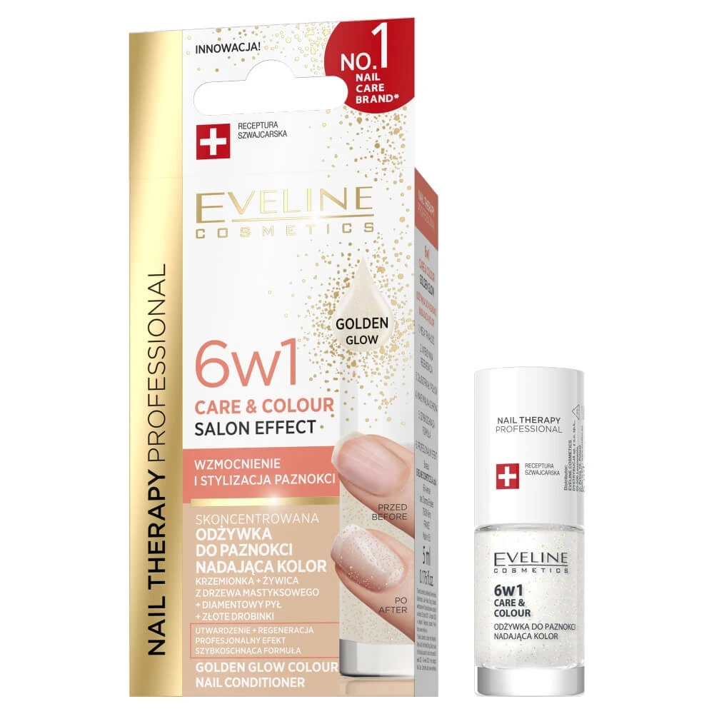 Eveline Cosmetics Therapy Professional Concentrated Nail Conditioner 6in1 Golden Glow, 5ml