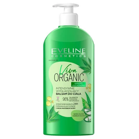 Eveline Cosmetics Viva Loțiune organică de corp bioAloe + ulei de cânepă, 350 ml