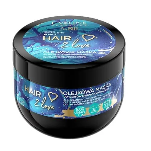 Eveline Cosmetics Hair 2 Love Mască cu ulei pentru păr cu pori medii, 300 ml