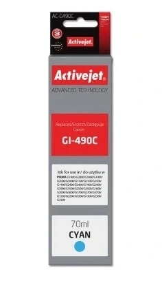 ActiveJet, Cerneală pentru Canon AC-G490C (înlocuitor GI-490C) cyan (albastru)