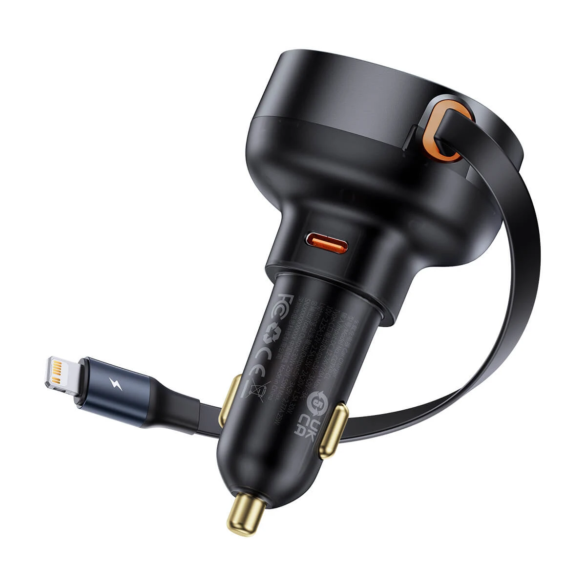 Baseus Enjoyment Pro USB-C (feminin) / Lightning (masculin) 60W încărcător auto - negru