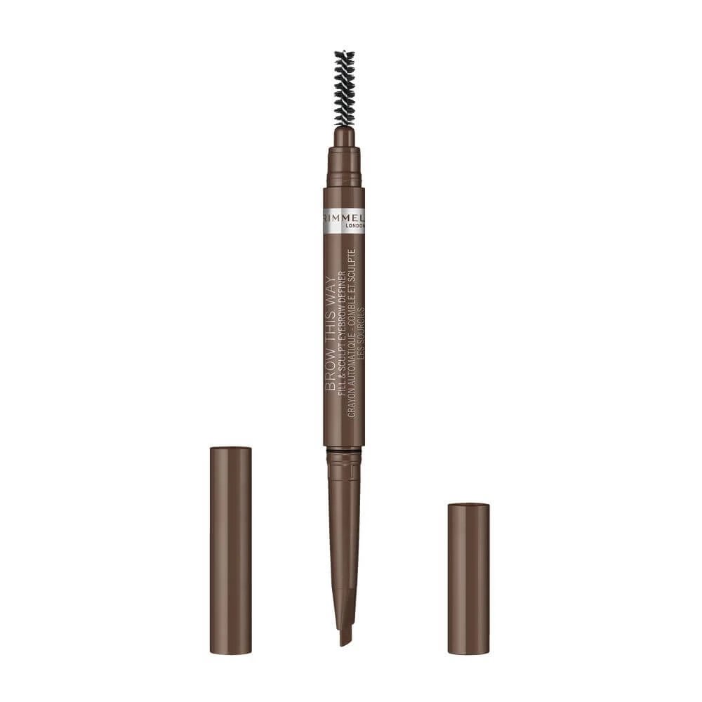 Rimmel Automatic Creion de sprâncene cu formulă vegană 002 maro mediu, 0.25 g