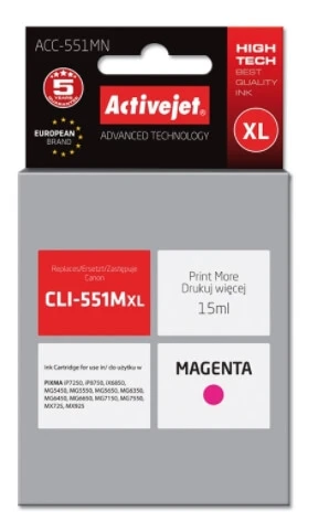 ActiveJet, Cerneală pentru Canon ACC-551MN (înlocuitor CLI-551C) magenta (violet)