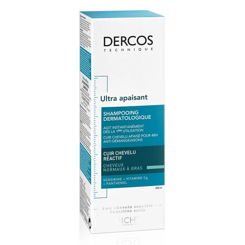 Șampon ultra calmant pentru păr gras și normal Dercos Ultra Soothing, 200 ml, Vichy