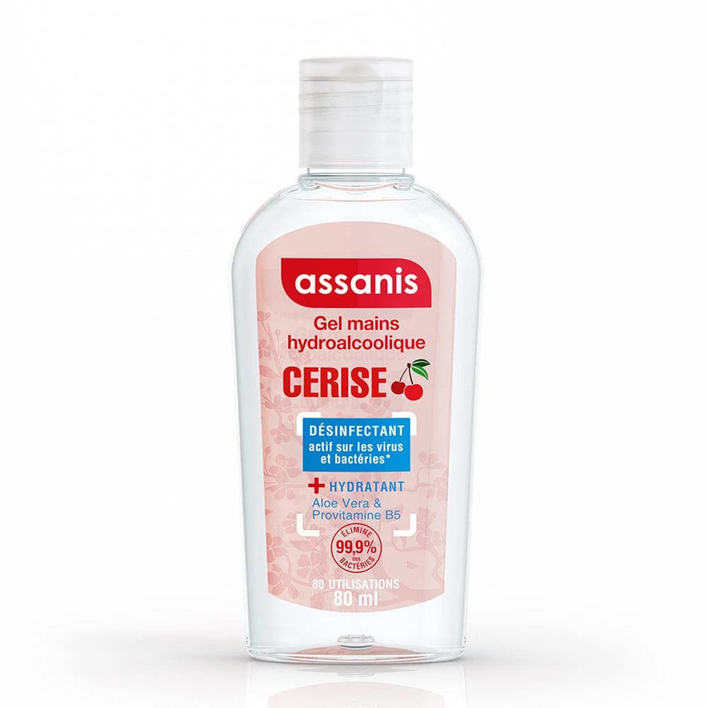 Assanis Pocket Gel hidroalcoolic de cireșe parfumate 80ml