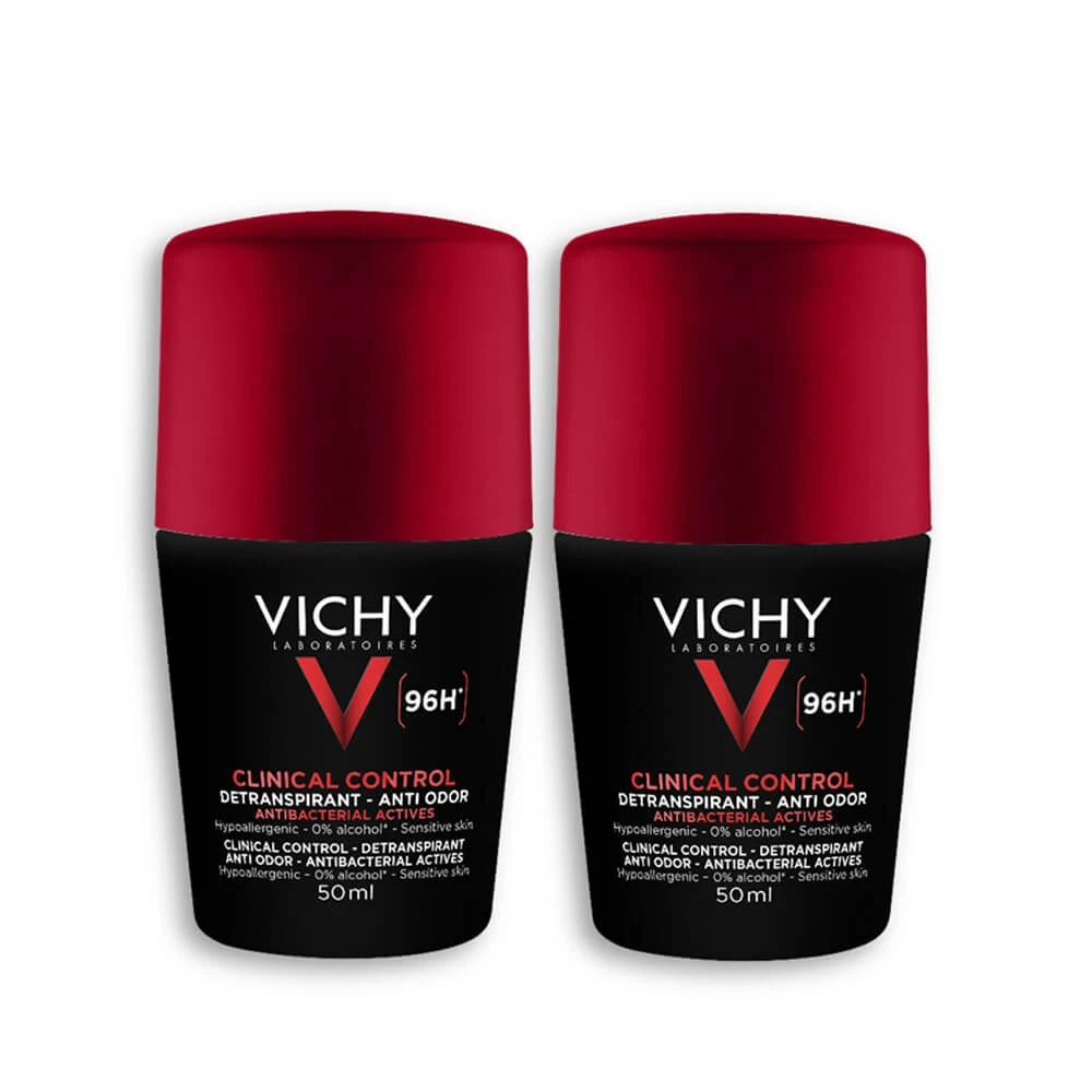 Deodorant Roll-on Antiperspirant Anti-Miros 96h, pentru bărbați, 2 x 50 ml, Vichy