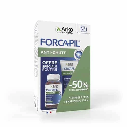 Forcapil anti-cǎderea pǎrului, Jeleuri 24 bucǎți + Şampon 200 ml, Arkopharma