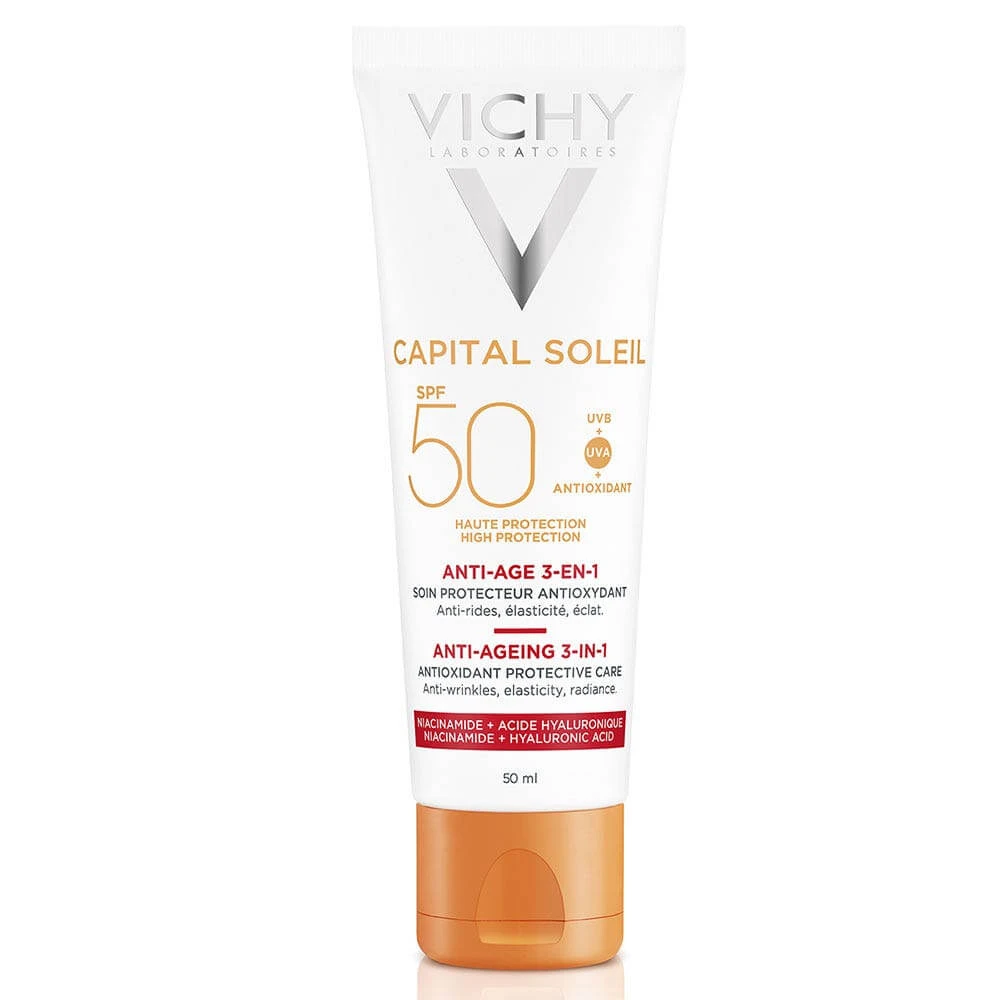 Vichy Ideal Soleil Tratament antiîmbătrânire antioxidant 3 în 1 Sp50+ 50ml