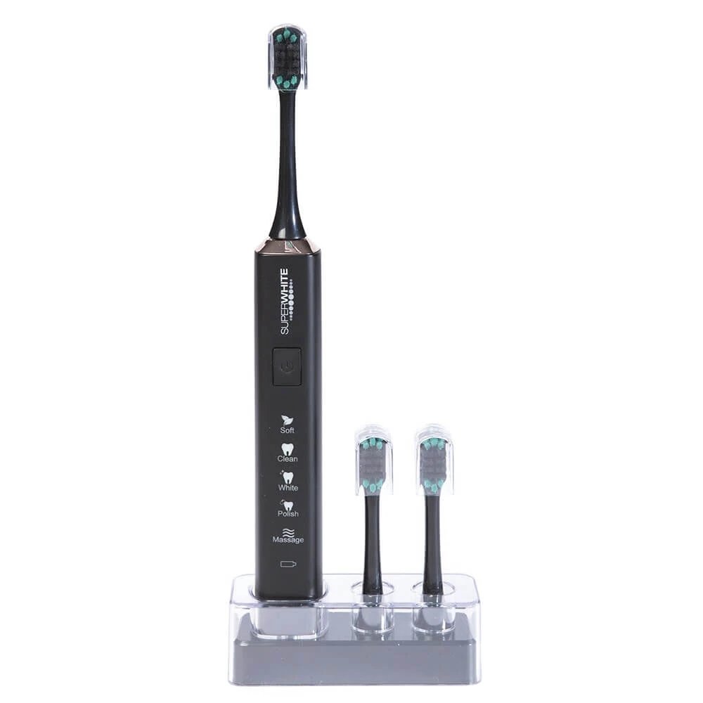 Superwhite BLACK periuță de dinți sonică moale + 3 capete de periere