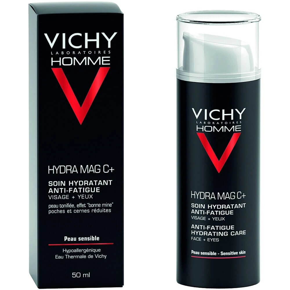 Vichy Men's Anti-fatigue Moisturising Treatment Face and Eyes Hydra Mag C+ Sensitive Skin 50ml