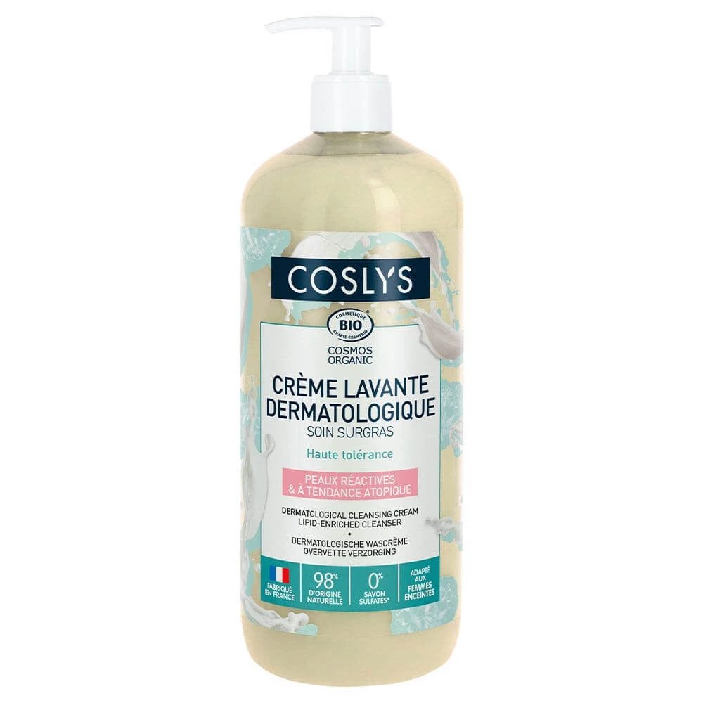 Coslys Cremă de curățare dermatologică organică cu aromă de migdale pentru piele reactivă cu tendință atopică 1L