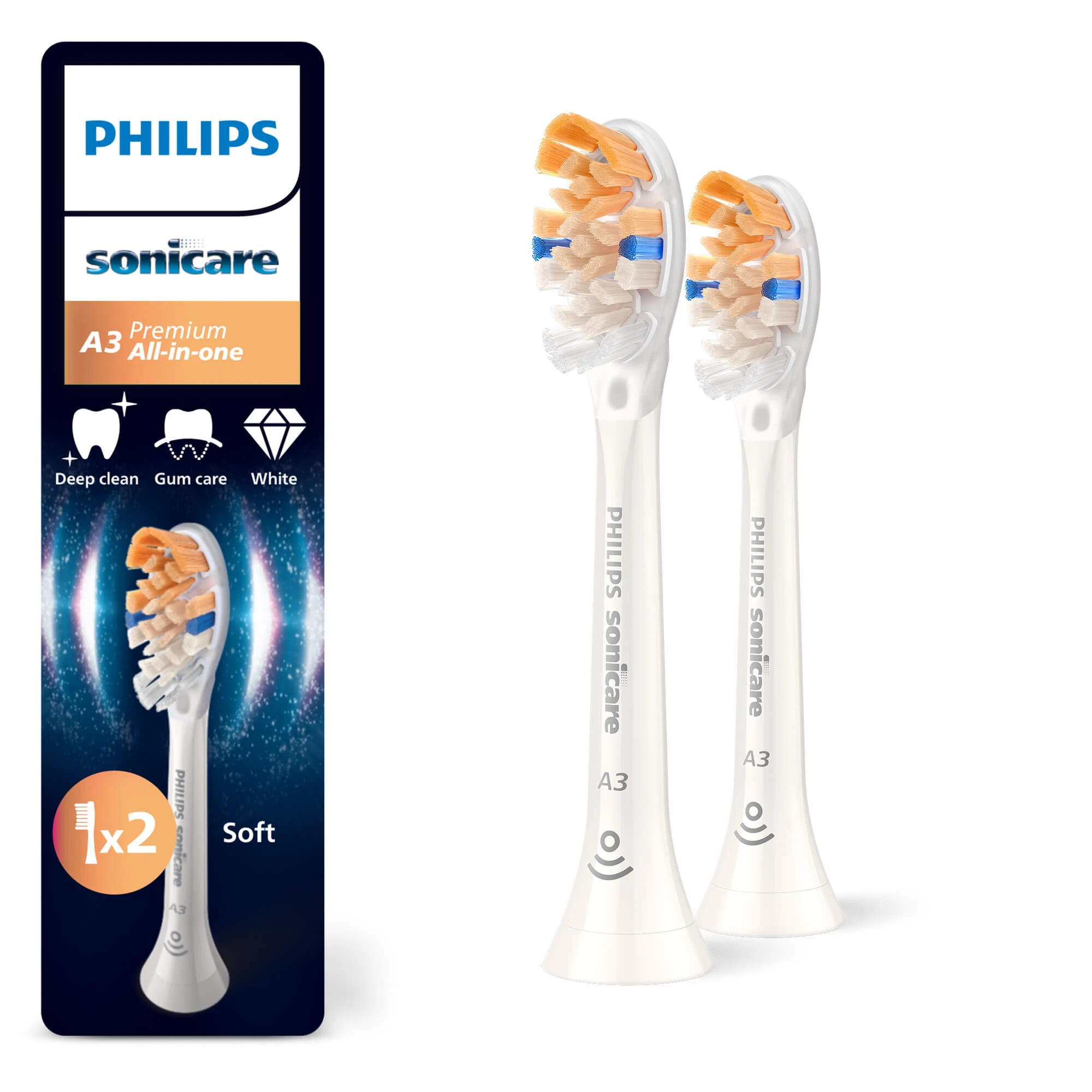 Capete de schimb pentru periuta sonica Philips Sonicare  All-in-One, HX9092/87, 2 bucati, Philips