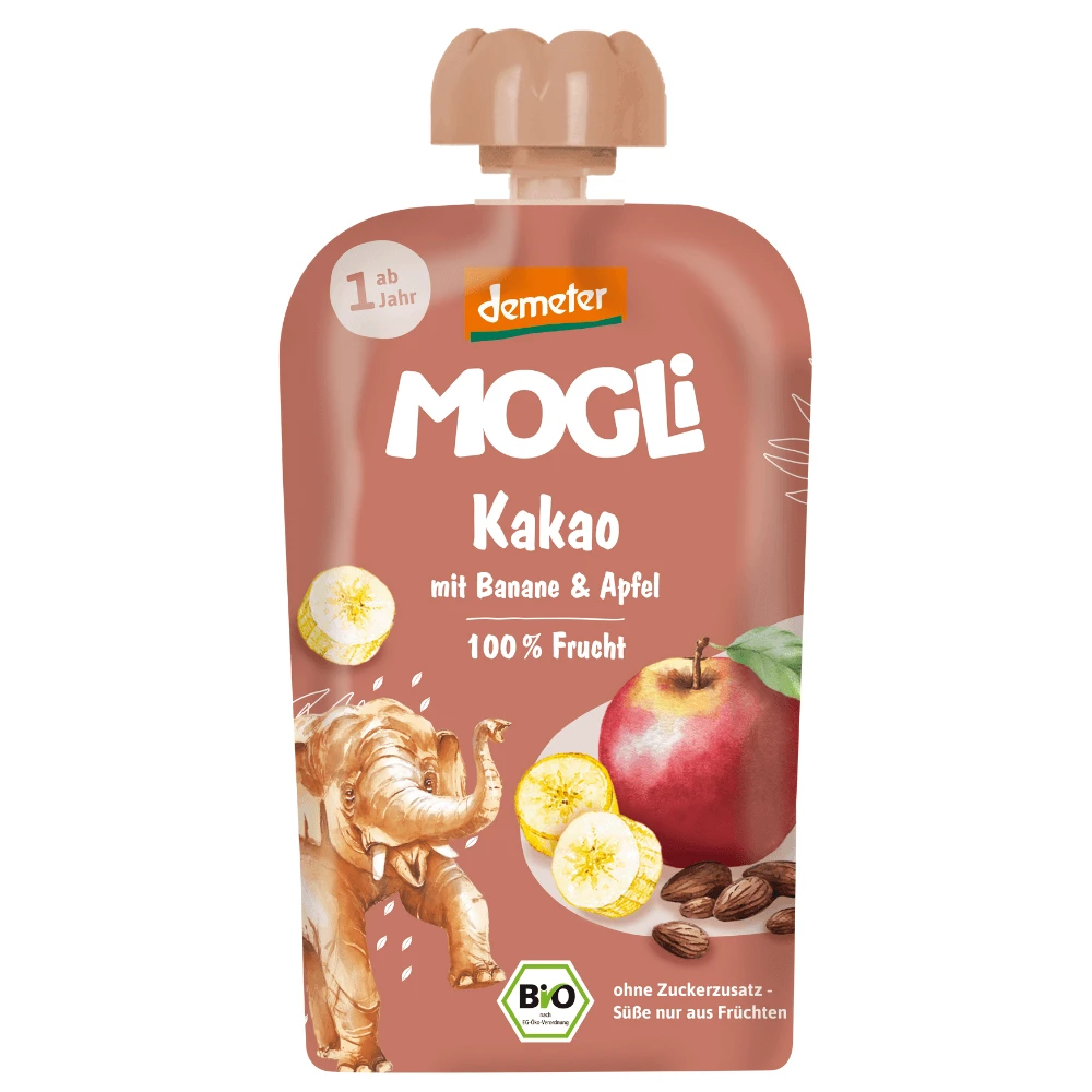 Piure eco, 1 an+, Cacao, Mere si Banane, 100 g, Mogli