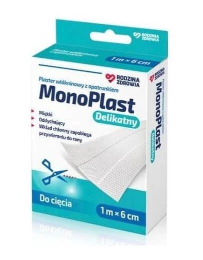 Family Health, MonoPlast Tencuială fină nețesută, 1 m x 6 cm - Pe termen lung!