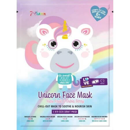 Masca de fata pentru adolescenti Unicorn 7th Heaven, 1 bucata, Montagne Jeuness