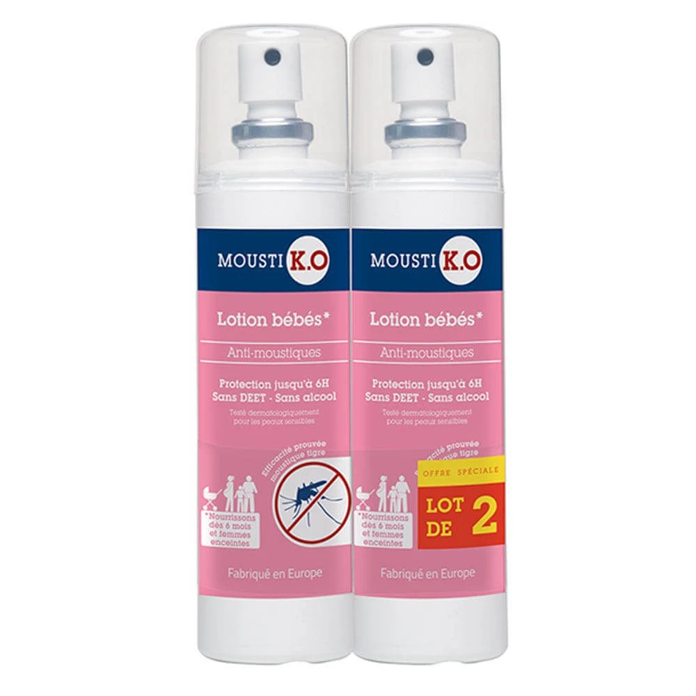 Mousti K.O Loțiune repelentă împotriva țânțarilor De la 6 luni 2x100ml