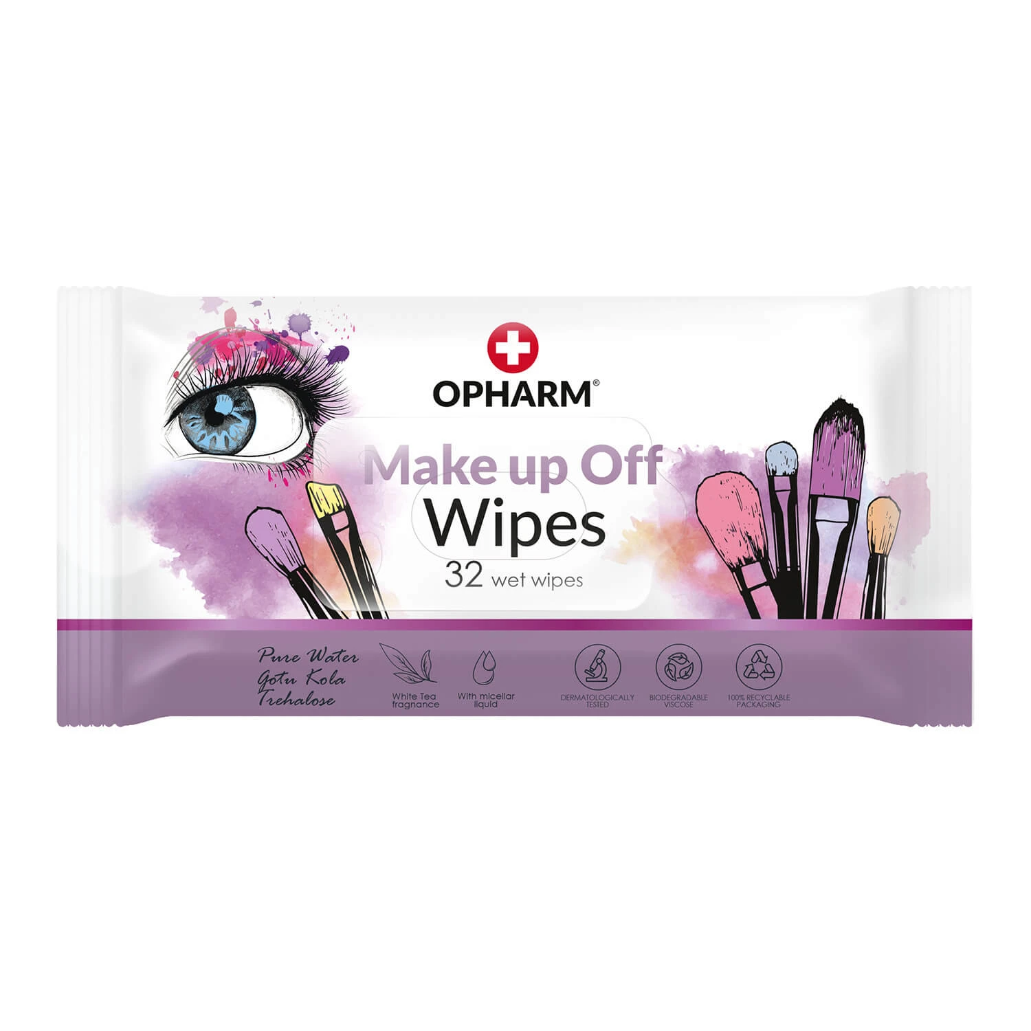 Opharm Make Up Off Wipes, șervețele demachiante, 32 bucăți
