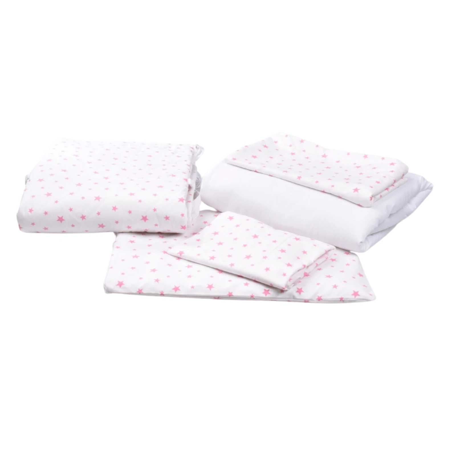 Set lenjerie cu 6 piese pentru patut, 120x60 cm, Stelute Roz, Fic Baby
