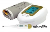 Manometru digital Microlife BP 3AG1 automat auriu cu adaptor pentru umăr + termometru MT 3001