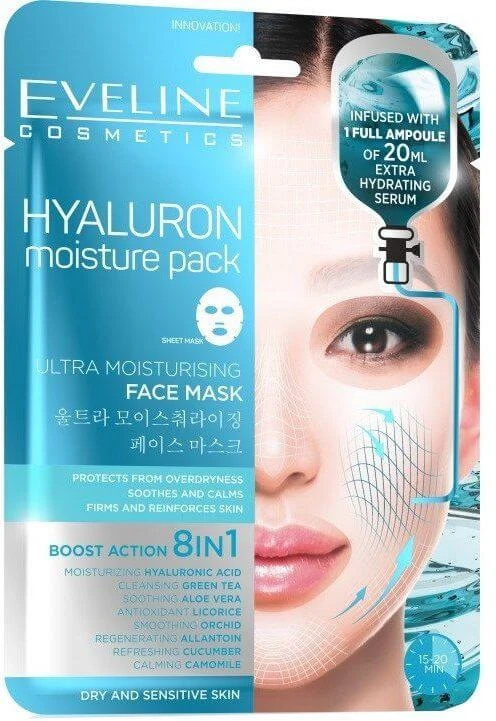 Eveline Cosmetics Hyaluron Moisturizing Sheet Mask Hyaluron 20 ml