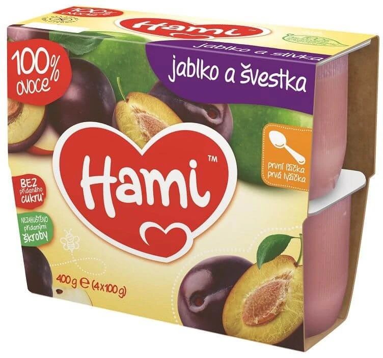 Hami 100% Fruit Snack Mere și prune prima lingură 4 x 100 g