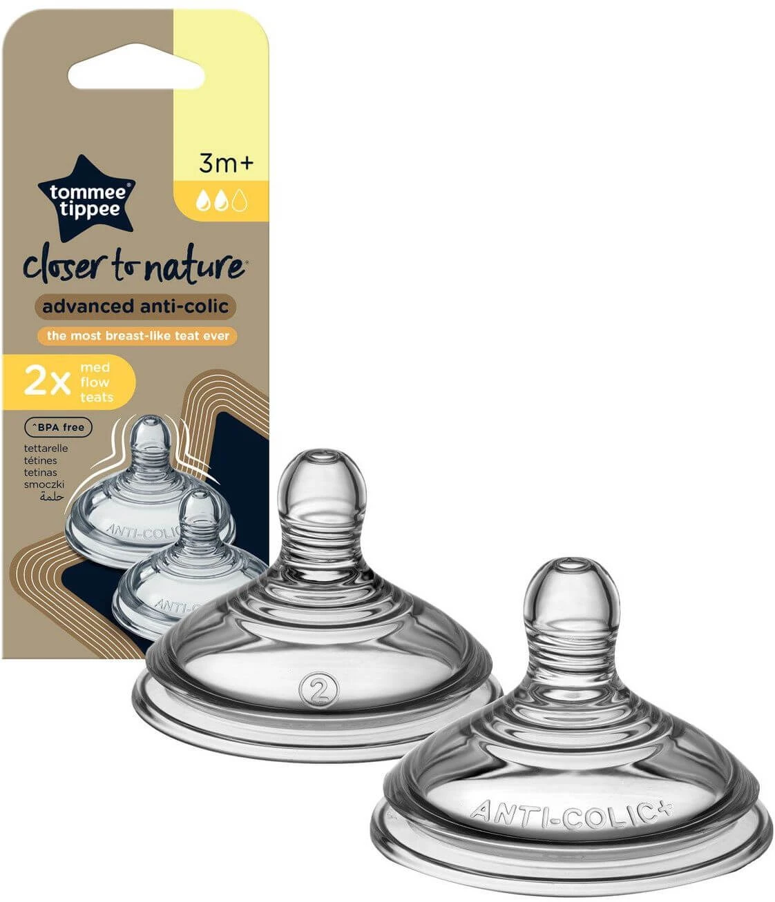 Tommee Tippee Suzetă anticolică de schimb C2N - Mediu 2 buc