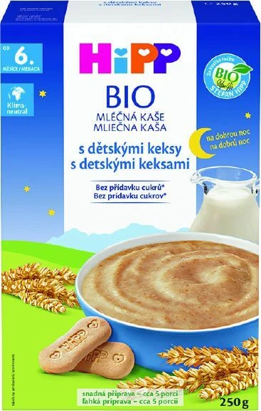 HiPP BIO Terci de lapte pentru noapte cu biscuiți pentru copii 250 g