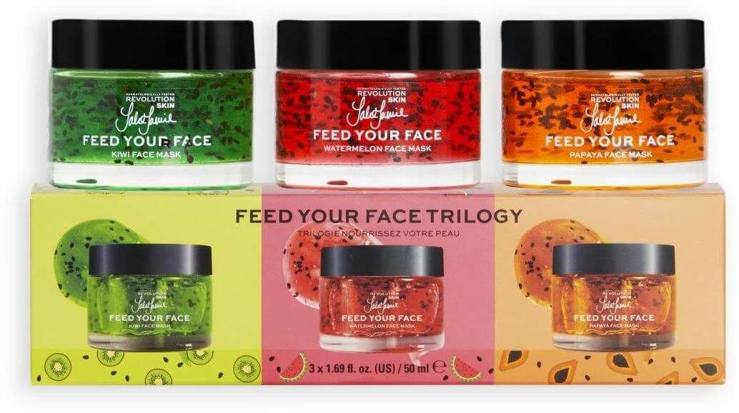 Revolution Skincare X Jake Jamie Fruity Mask Trio - pepene galben, papaya și kiwi 3 x 50 ml