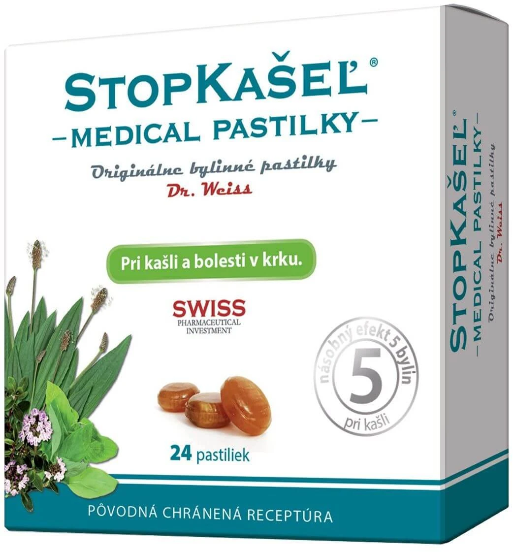 Dr.Weiss Stopkašel Pastiluțe medicale - pentru tuse și dureri în gât 24 buc