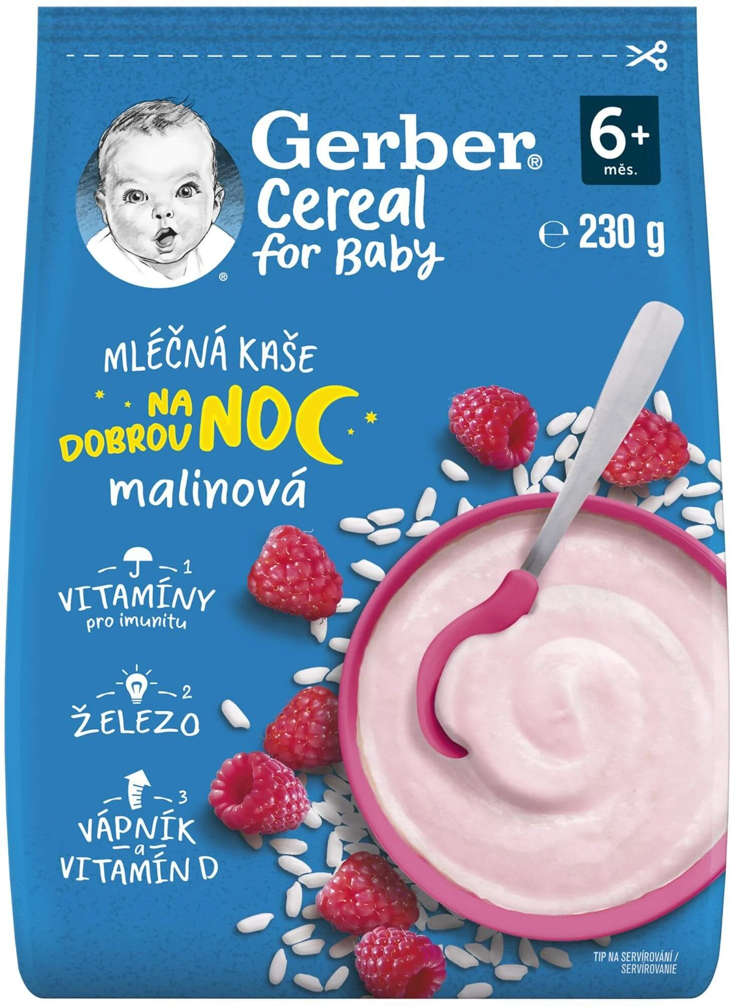 Gerber Cereale lapte terci zmeură Noapte bună 230 g